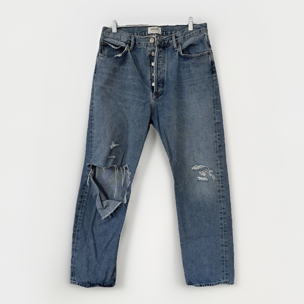 AGOLDE 90's Pinch Waist Straight Leg Distressed Jean Blue Size 30